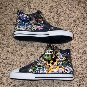 Brand new colorful Ed Hardy high tops with sherpa lining